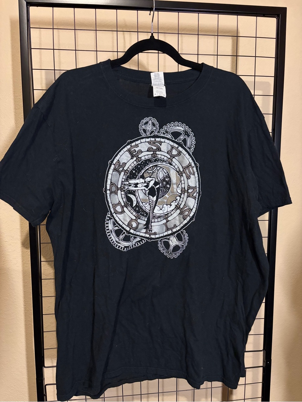 Dresden Dolls Short-Sleeve Shirt with Mechanical Circle Design Y2K